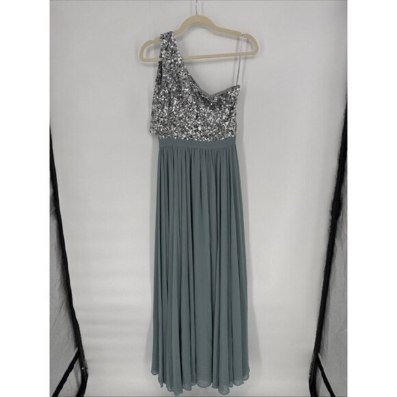 Sachin & Babi Size 0 Jolie Gown Silver Steel Blue Cocktail Prom Formal Gown $995 - Picture 7 of 15